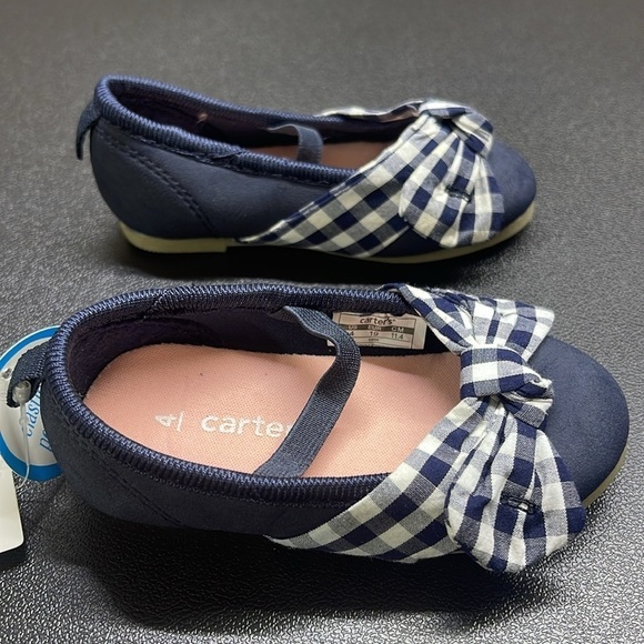 NWT Carter’s Navy Blue Gingham Mary Jane Flats Toddler Girl Size 4 - Picture 5 of 10